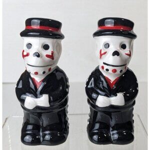 Halloween day of the dead sugar skull men salt & pepper shaker decor FLAWED